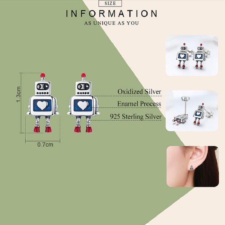ロボット S925スターリングシルバーイヤリング ドリッピングオイル 低アレルギーイヤリング, SCE477