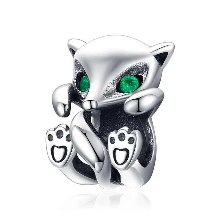 S925スターリングシルバー 小さなキツネビーズ DIYブレスレットアクセサリーチャームルースビーズ