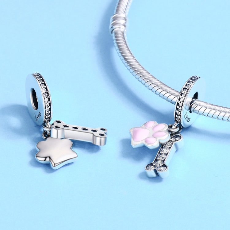 S925スターリングシルバー 犬の足跡 ダイヤモンドビーズ DIYブレスレットアクセサリー