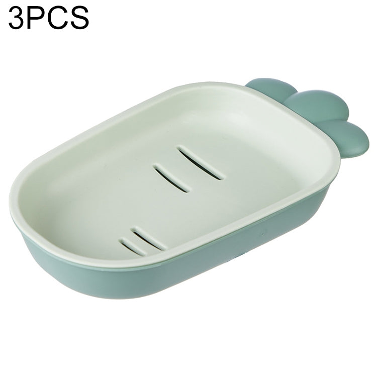 3個セット 創造的でかわいい排水二重層家庭用トイレ石鹸箱 蓋付き石鹸ホルダー、グリーン、ホワイト、イエロー、ピンク