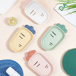 3個セット 創造的でかわいい排水二重層家庭用トイレ石鹸箱 蓋付き石鹸ホルダー、グリーン、ホワイト、イエロー、ピンク