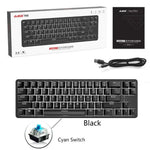 Ajazz K680T ミニUSB有線デュアルモード充電式 68キー ノートパソコンBluetoothメカニカルキーボード、ケーブル長さ：1.6m、グリーン軸、ブラック軸、ティー軸