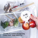 密封袋 新鮮食品包装袋 家庭用厚手冷蔵庫収納用プラスチック袋 小（30枚セット）、中（25枚セット）、大（15枚セット）