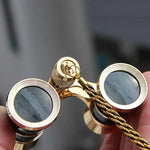 3x25mm Classical Ladies Drama Watching Telescope Carrying Binoculars With Chain, Black with Chain