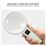 LEDライト付きハンドヘルド高精細レンズ 読書・メンテナンス用拡大鏡 高齢者向け、95mm 10倍、110mm 30倍二重レンズ