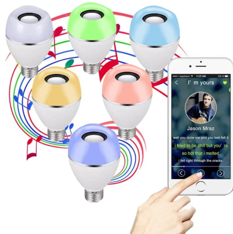E27 LED音楽電球 スマートカラフルリモコン付き目覚ましライト, アプリ多連携音楽ライト, アプリ＋リモコン対応