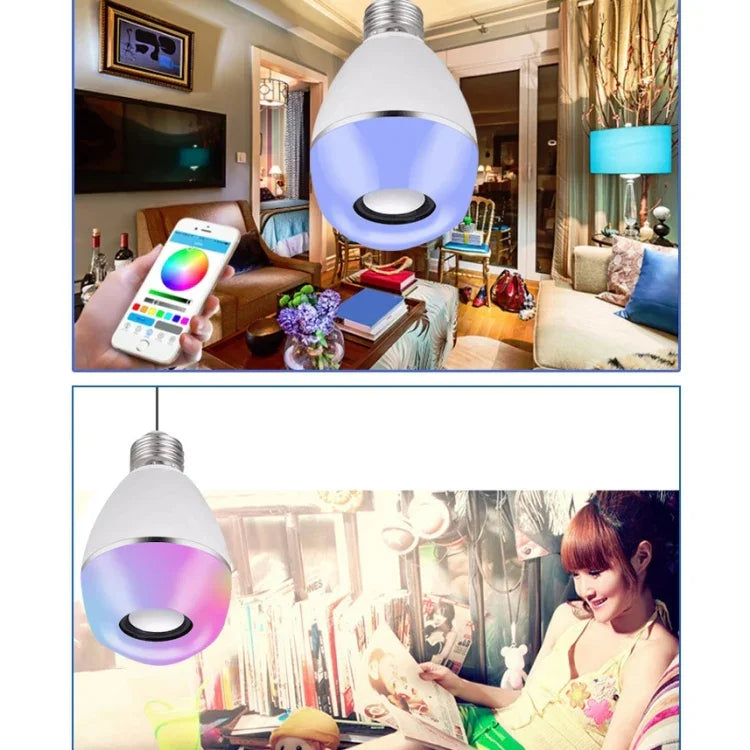 E27 LED音楽電球 スマートカラフルリモコン付き目覚ましライト, アプリ多連携音楽ライト, アプリ＋リモコン対応