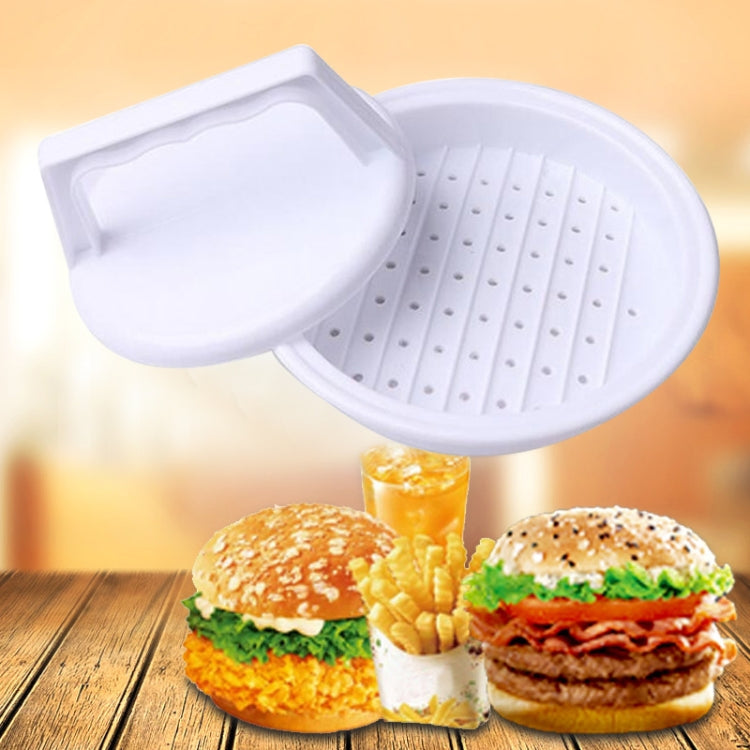 丸型ハンバーガープレス 食品グレードプラスチック ハンバーガーミート ビーフグリル バーガープレス パティメーカー型 キッチンツール、2個セット ホワイト