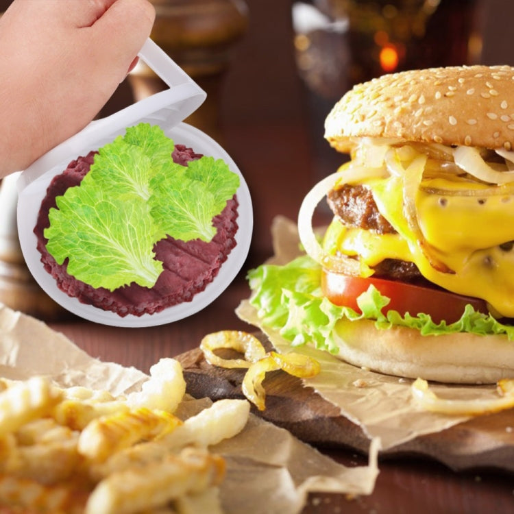 丸型ハンバーガープレス 食品グレードプラスチック ハンバーガーミート ビーフグリル バーガープレス パティメーカー型 キッチンツール、2個セット ホワイト