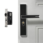 ミュート強力磁気アルミニウム合金室内ドアロック ドア寝室用ハードウェアハンドルロック、ブラックゴールド小型50ロックボディ、ブラックシルバー小型50ロックボディ