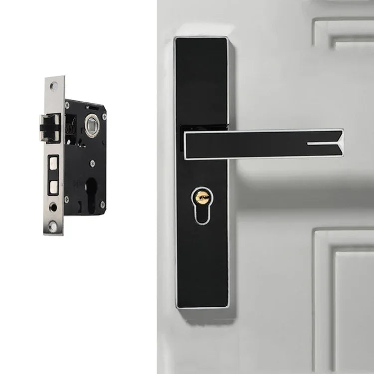 ミュート強力磁気アルミニウム合金室内ドアロック ドア寝室用ハードウェアハンドルロック、ブラックゴールド小型50ロックボディ、ブラックシルバー小型50ロックボディ