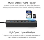 マルチUSB 2.0ハブ USBスプリッター高速6ポート TF SDカードリーダー付き