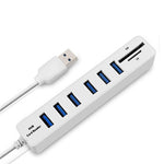 マルチUSB 2.0ハブ USBスプリッター高速6ポート TF SDカードリーダー付き