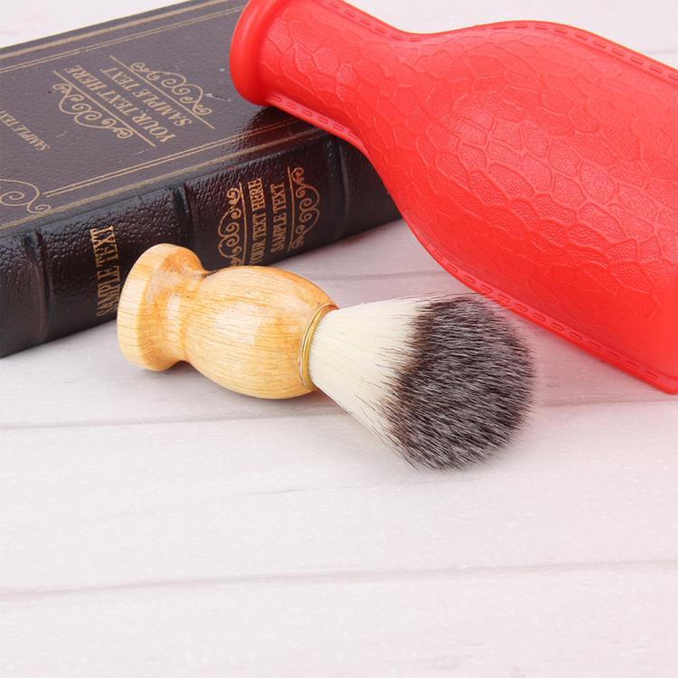 木製ハンドルヘアシェービングブラシ 顔ひげクリーニング器具 シェービングサロン用バジャーヘアツール レーザーブラシ