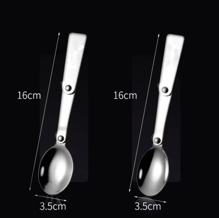 2個セット ステンレス製折りたたみフォークスプーン 一体型二重用途ピクニック用携帯食器、ランダムカラー配送、スプーン、フォーク
