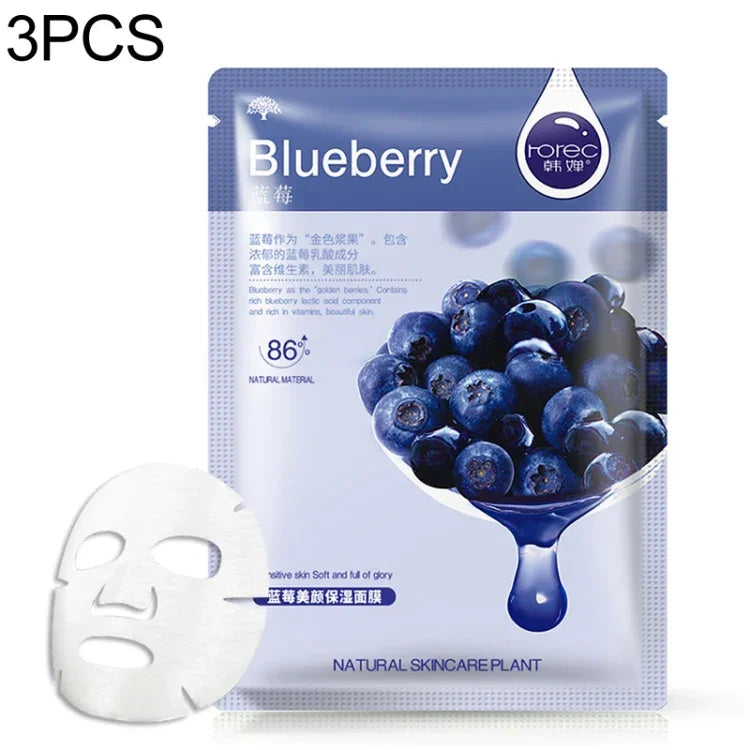 3点セット スキンケア 植物性フェイシャルマスク 保湿 オイルコントロール ブラックヘッドリムーバー 包装マスク フェイスマスク フェイスケア ブルーベリー、アロエベラ、オリーブ、ハニー、レッドザクロ、キュウリ