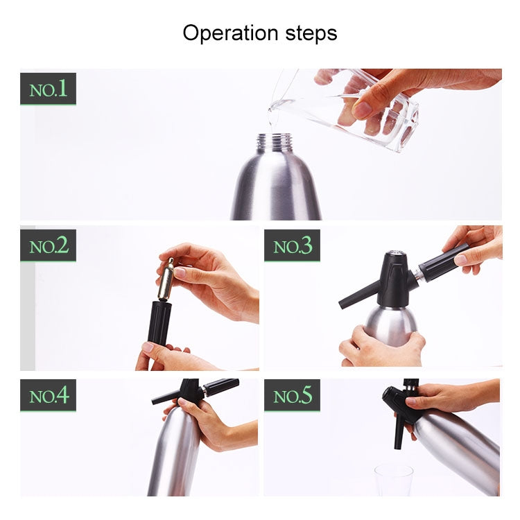 手動ソーダサイフォンCO2ディスペンサー水泡発生器クールドリンクカクテルソーダマシンアルミ製バーDIYソーダメーカー、容量：1L