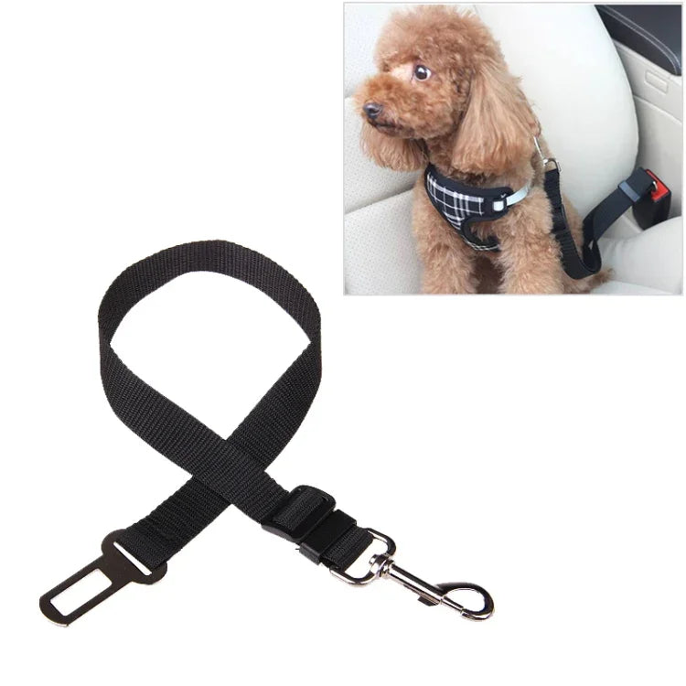ナイロンハーネスリードクリップ ペット犬用カーシートベルトセキュリティベルト 赤、黒、青