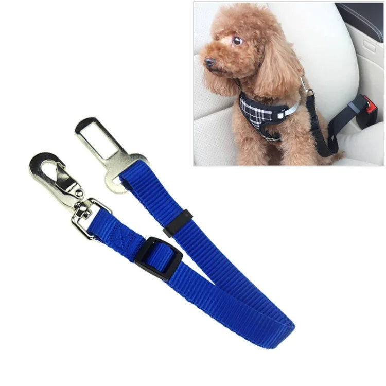 ナイロンハーネスリードクリップ ペット犬用カーシートベルトセキュリティベルト 赤、黒、青
