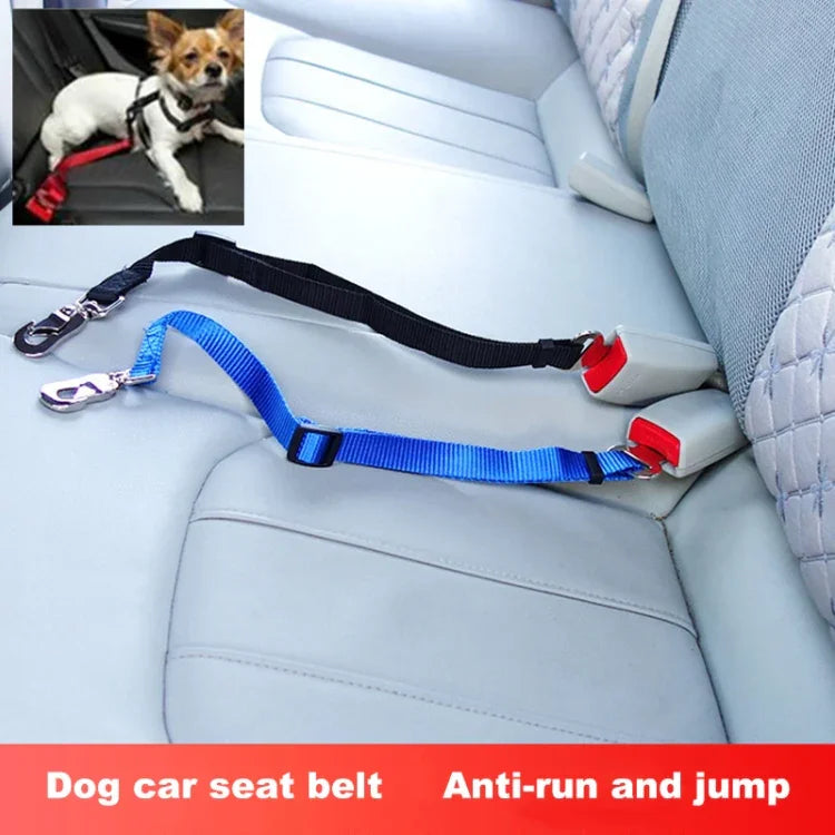 ナイロンハーネスリードクリップ ペット犬用カーシートベルトセキュリティベルト 赤、黒、青