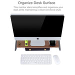 金属製脚付きモニタースタンドライザー iMac MacBook LCDディスプレイプリンター用、ラップデスク卓上オーガナイザースタンド 頑丈プラットフォーム省スペース