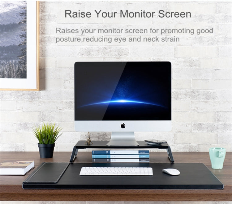 金属製脚付きモニタースタンドライザー iMac MacBook LCDディスプレイプリンター用、ラップデスク卓上オーガナイザースタンド 頑丈プラットフォーム省スペース
