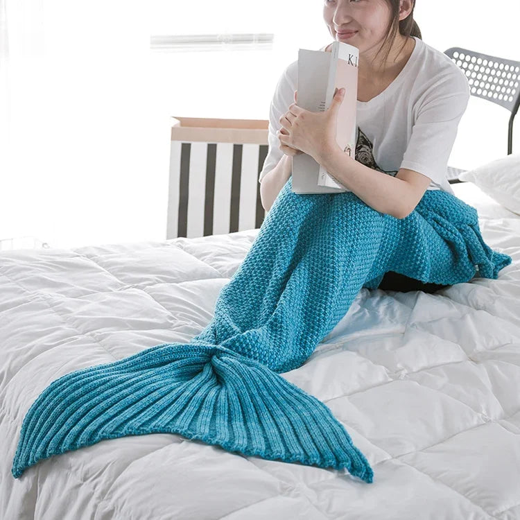 大人用マーメイドテイルブランケット 超柔らかい寝具 ニットブランケット、90×50cm、140×70cm