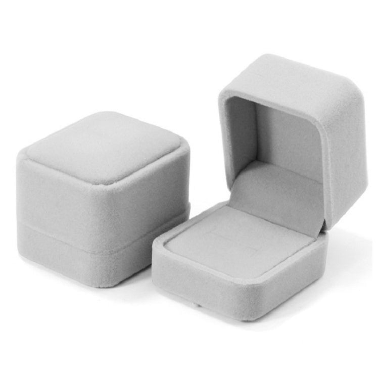 精巧なジュエリー包装ギフトボックス、5x5.5cm（フランネルグレー）、7x7cm（フランネルグレー）、7.5x7.5cm（リボン結び）