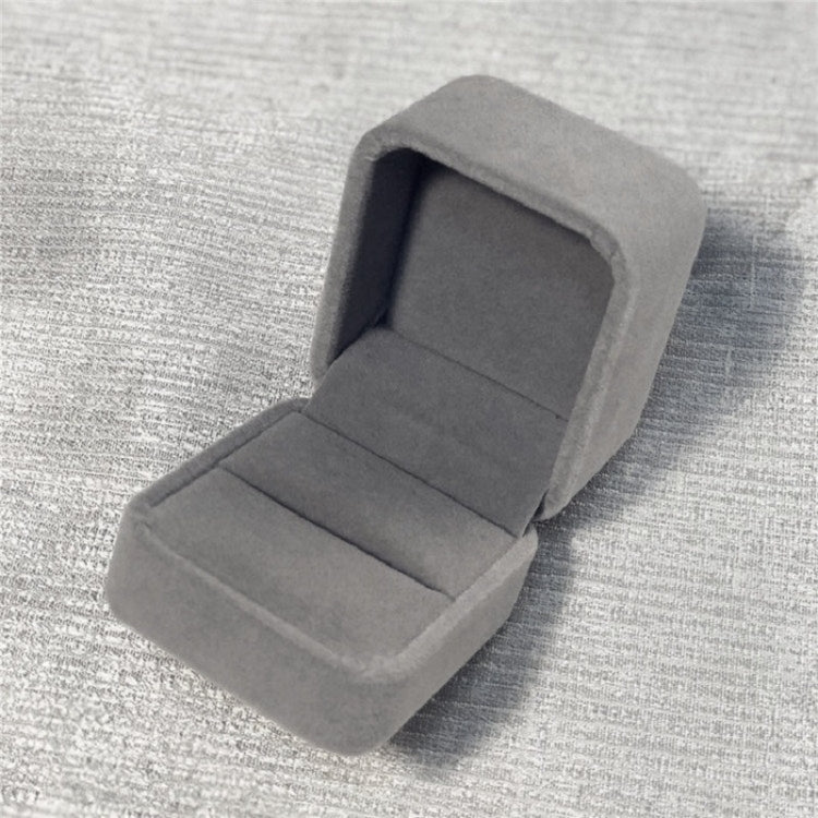 精巧なジュエリー包装ギフトボックス、5x5.5cm（フランネルグレー）、7x7cm（フランネルグレー）、7.5x7.5cm（リボン結び）