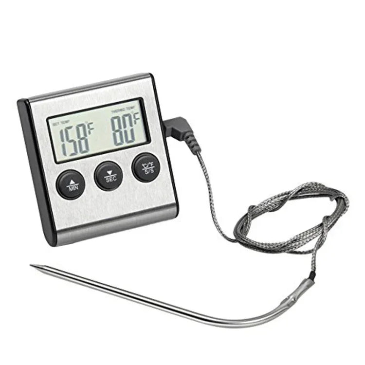 デジタルオーブン温度計 キッチン用食品調理肉BBQプローブ温度計 タイマー 水・牛乳温度調理ツール デジタルオーブン温度計
