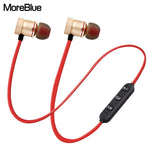 MoreBlue S07 ワイヤレス Bluetooth イヤホン メタル磁気ステレオベースヘッドホン コードレススポーツヘッドセット マイク付きイヤーバッド