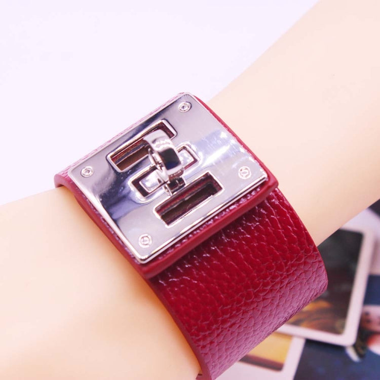 パンクワイドレザーブレスレット女性用カフブレスレット、1、2、5、6
