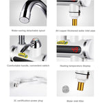 220V キッチン用タンクレスタイプ瞬間電気温水器 蛇口一体型 温度表示付き 下部給水・側面給水対応