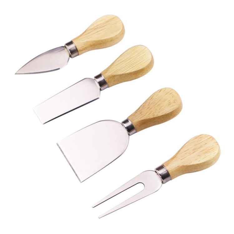 4個セット ステンレス製チーズナイフ 竹製ハンドル チーズスライサー 木製ハンドル チーズナイフセット カッター 4-in-1チーズナイフ