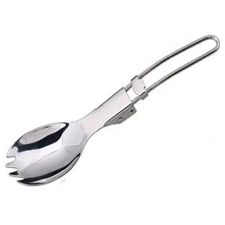 2個セット アウトドアキャンピングハイキング用 ステンレス製金属フォークスプーン 食器 クックアウト ピクニック用 折りたたみスプーク