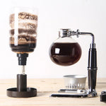 クラシックサイフォンコーヒーポット 黒いハンドル ガラスサイフォンポット 5人用 サイズ：37.5x11.3cm、ハンドル付きコーヒーポット