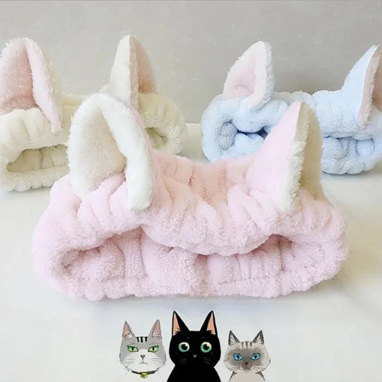かわいい弾性猫耳ヘッドバンド 女性用 女の子用 メイクアップ 洗顔用ヘッドバンド ヘアド フェイシャルマスクヘッドラップ ヘアバンド ヘアアクセサリー