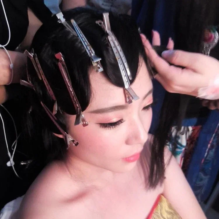 10個セットステンレス製ヘアクリップ ヘアダックビルクリップ ヘアクリップ 金属製 大型単穴鉄クリップ
