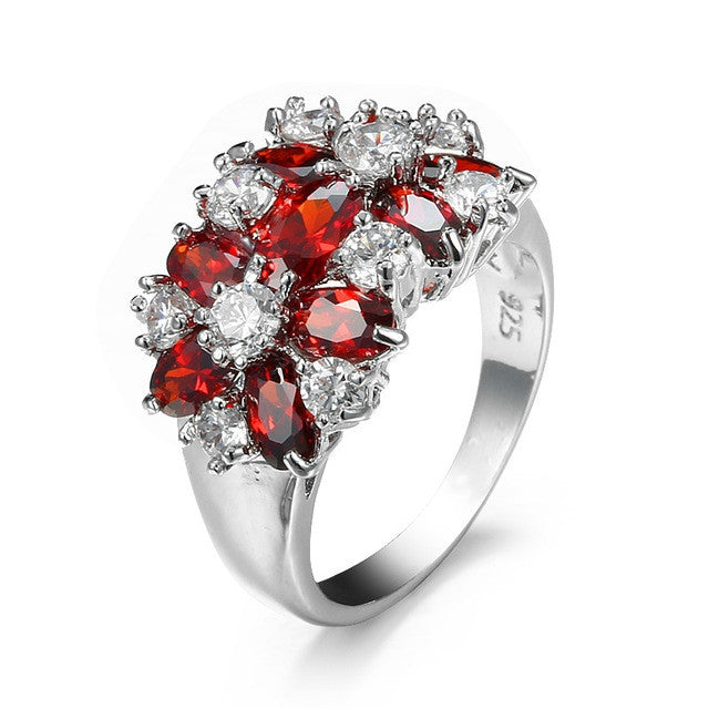 925スターリングシルバー キラキラ リング 女の子用 クリスタル 婚約ジュエリー, 6