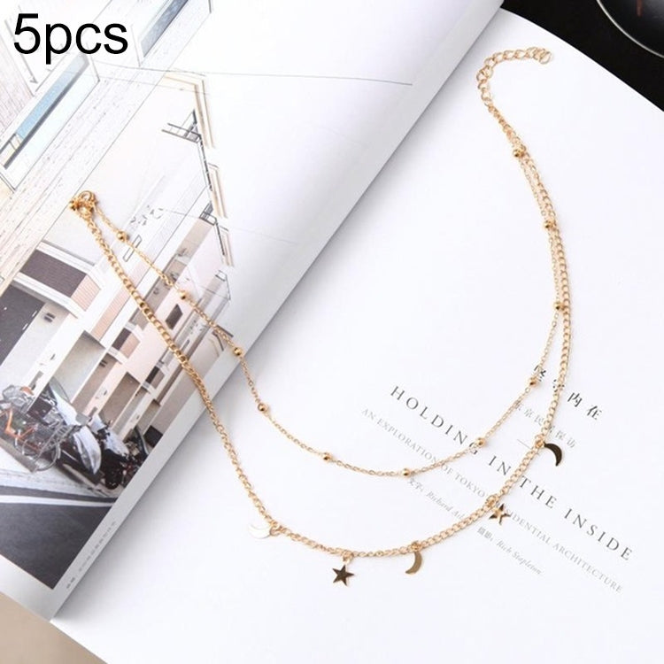 5個セット シンプル ダブル ムーン スター ショートネックレス