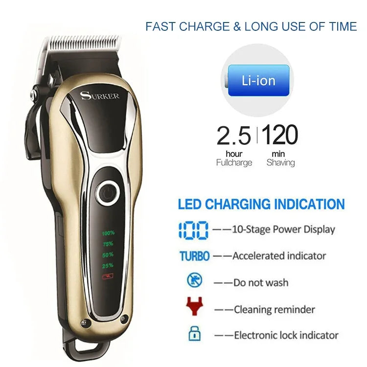 Surker SK-803 高出力LCDヘアクリッパー プラグイン両用電動バリカン