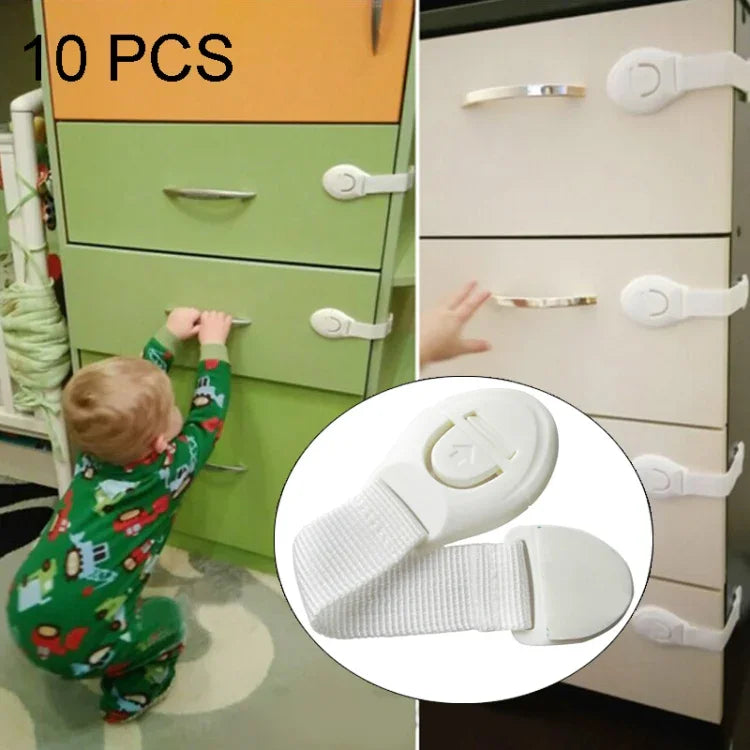 10個セット 子供用ロック ドアロック 子供の安全のためのプラスチックロック、10個セット ホワイト