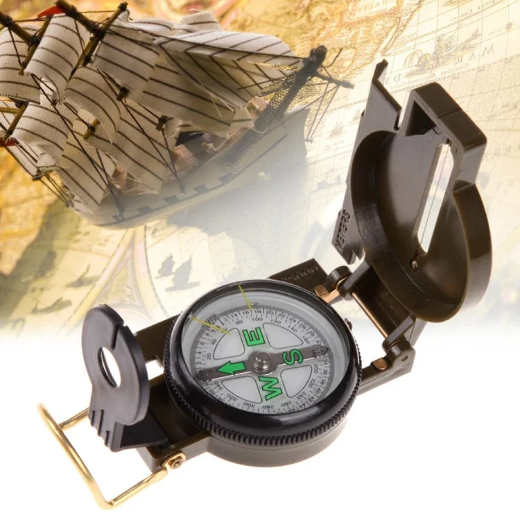 Portable Folding Army Green Lens Compass Multifunction Mini Camping Climbing Outdoor Tool, Army Green