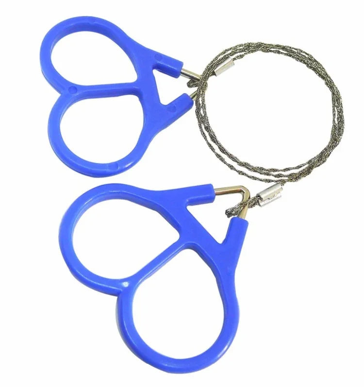 Outdoor Camping Hiking Pocket Saw Wire Travel Emergency Survive Tool Stainless Steel Wire Kits, Hand Saw (Blue)