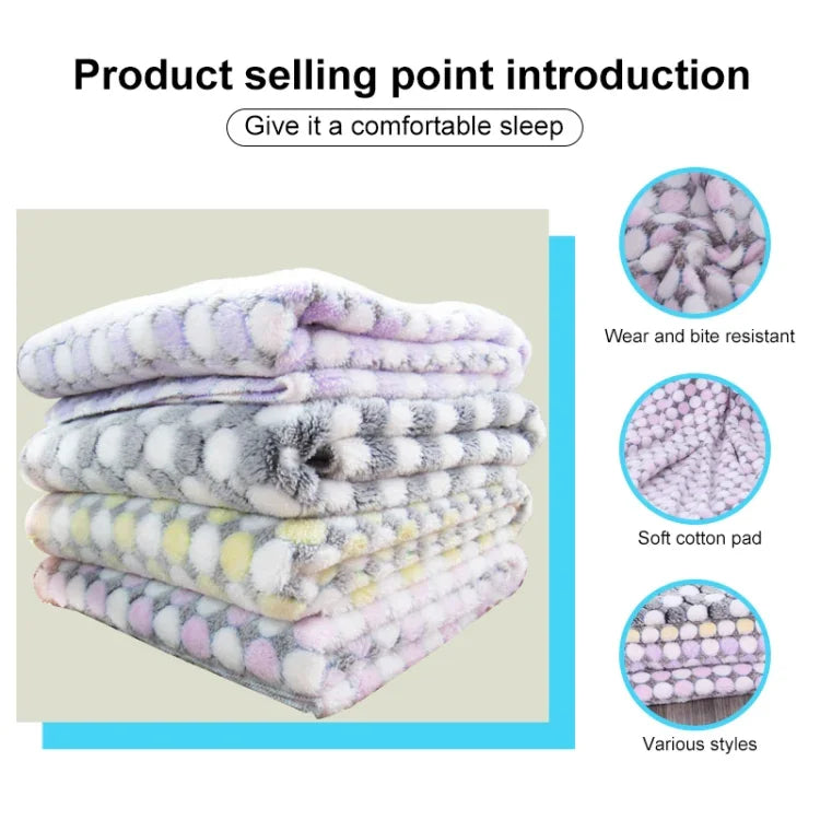 柔らかいフランネル製ペット用ブランケットドット柄通気性ベッドマット暖かいペット用寝具クッションカバー犬猫用、S、M、L