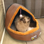 ペット犬猫用暖かく柔らかいベッド ペットクッション 犬用ケンネル 猫用キャッスル 折りたたみ子犬用ハウス おもちゃボール付き、S、M、L