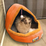 ペット犬猫用暖かく柔らかいベッド ペットクッション 犬用ケンネル 猫用キャッスル 折りたたみ子犬用ハウス おもちゃボール付き、S、M、L