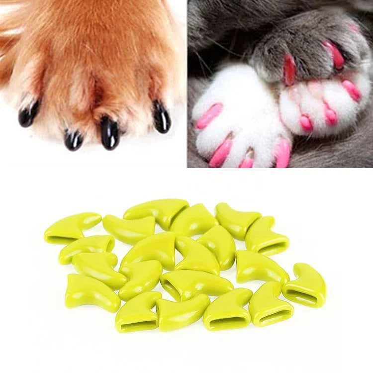 20個セット シリコン製柔らかい猫用爪キャップ／猫の足爪保護／ペット爪プロテクター／猫爪カバー、XS、S、L