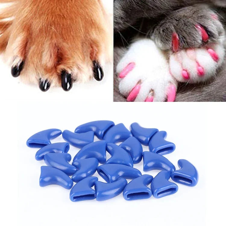 20個セット シリコン製柔らかい猫用爪キャップ／猫の足爪保護／ペット爪プロテクター／猫爪カバー、XS、S、L