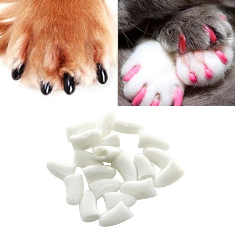 20個セット シリコン製柔らかい猫用爪キャップ／猫の足爪保護／ペット爪プロテクター／猫爪カバー、XS、S、L